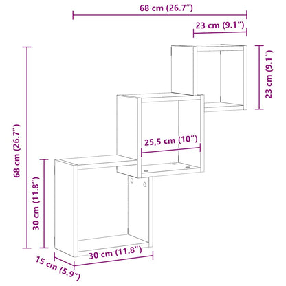 Mensole a Cubo Parete Artigianale 68x15x68 cm Legno Multistrato | homemem39