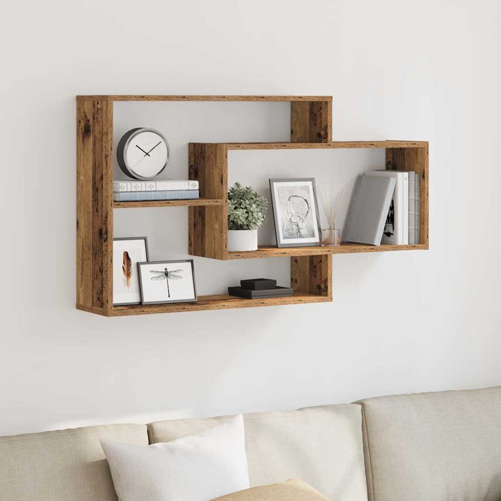 Scaffale a Parete Legno Antico 104x20x58,5 cm in Truciolato | homemem39