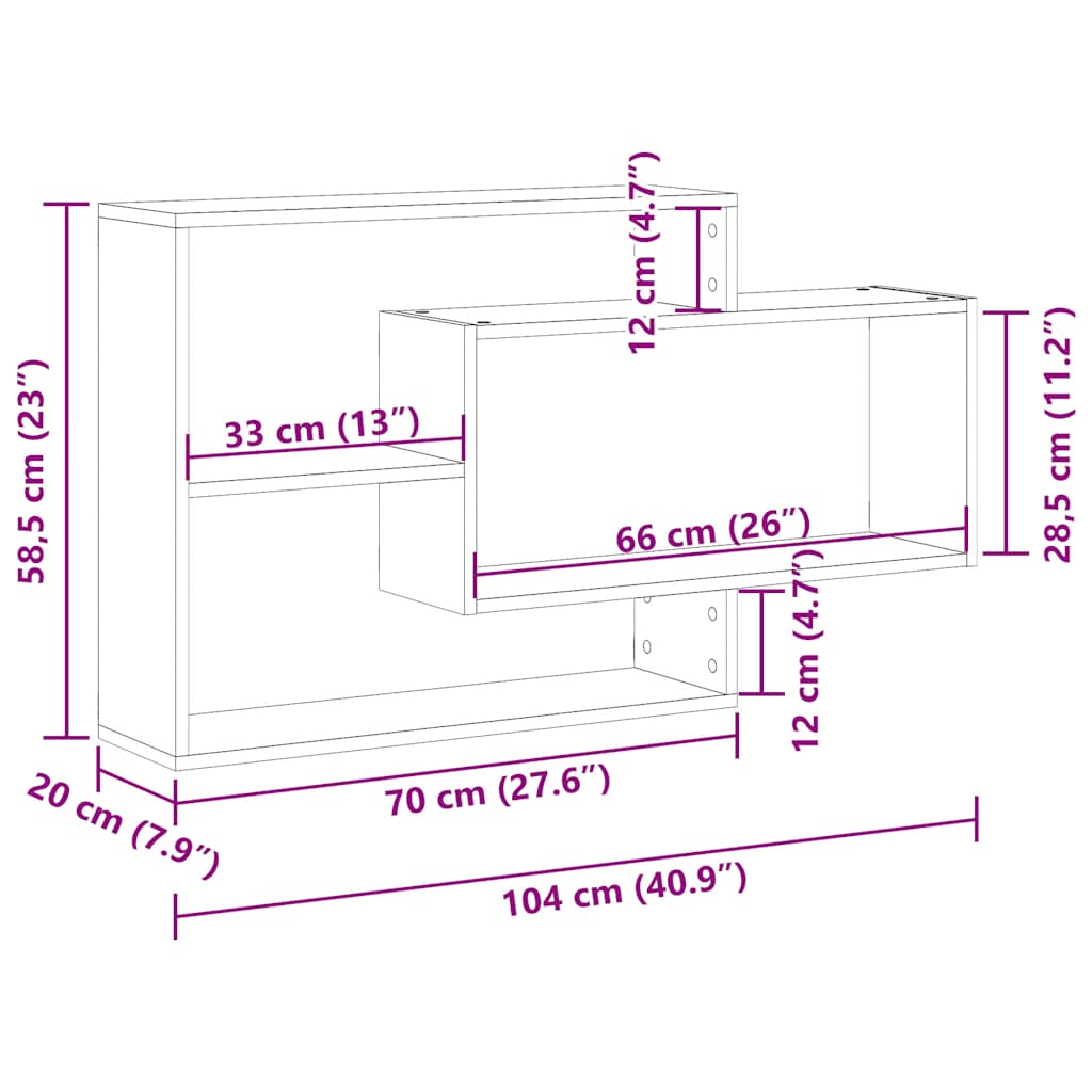 Scaffale a Parete Legno Antico 104x20x58,5 cm in Truciolato | homemem39