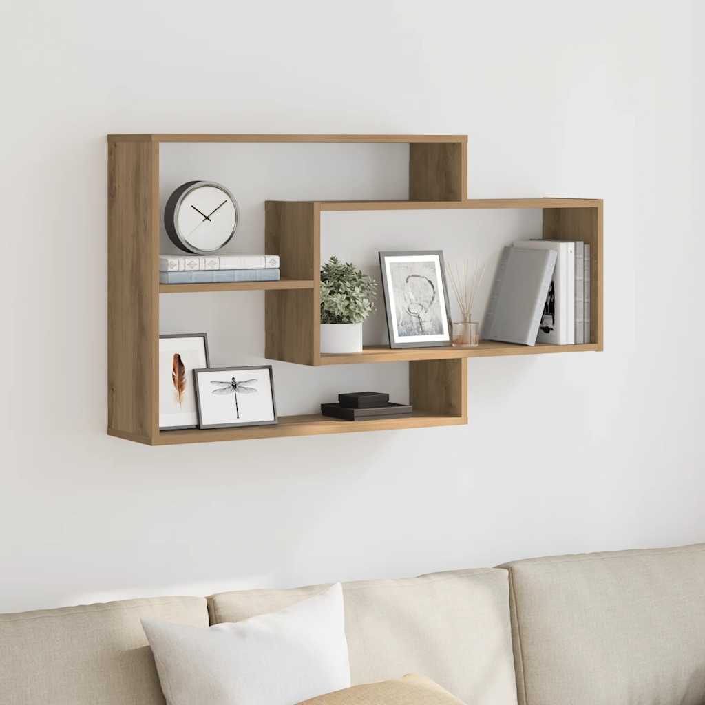 Scaffale a Parete Rovere Artigianale 104x20x58,5 cm Truciolato | homemem39
