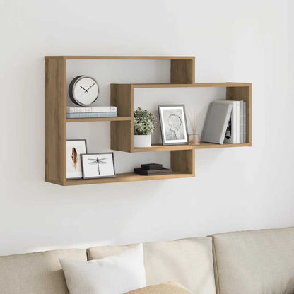 Scaffale a Parete Rovere Artigianale 104x20x58,5 cm Truciolato | homemem39