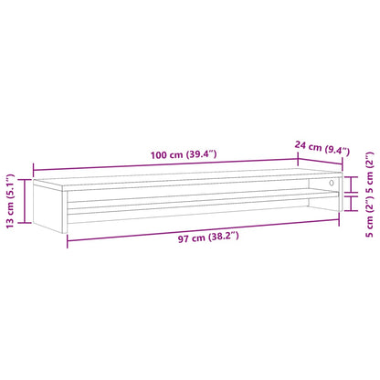 Supporto Monitor Rovere Artigianale 100x24x13 cm Multistrato - homemem39