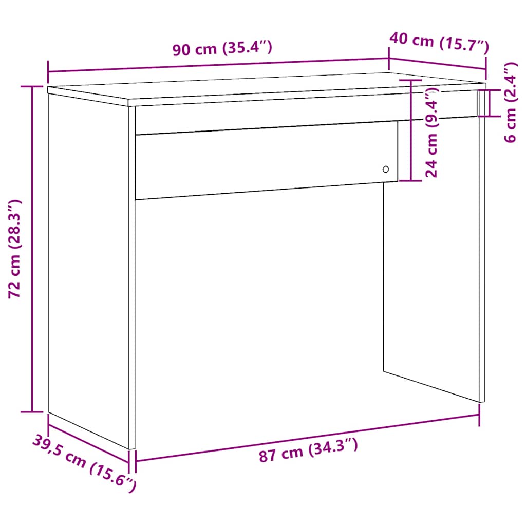 Scrivania Rovere Artigianale 90x40x72 cm in Legno Multistrato - homemem39