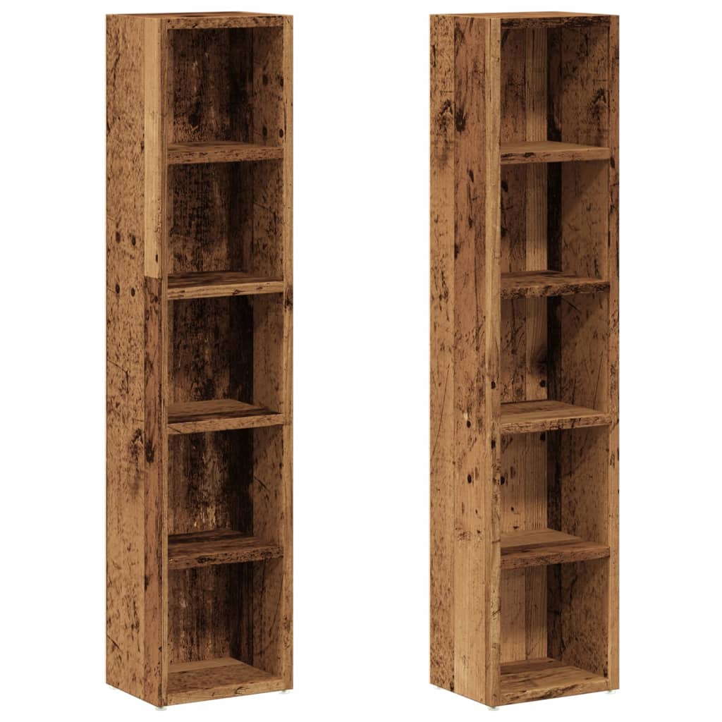 Scaffali Porta CD 2 pz Legno Antico 21x16x93,5 cm in Truciolato | homemem39