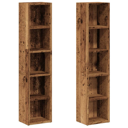 Scaffali Porta CD 2 pz Legno Antico 21x16x93,5 cm in Truciolato | homemem39