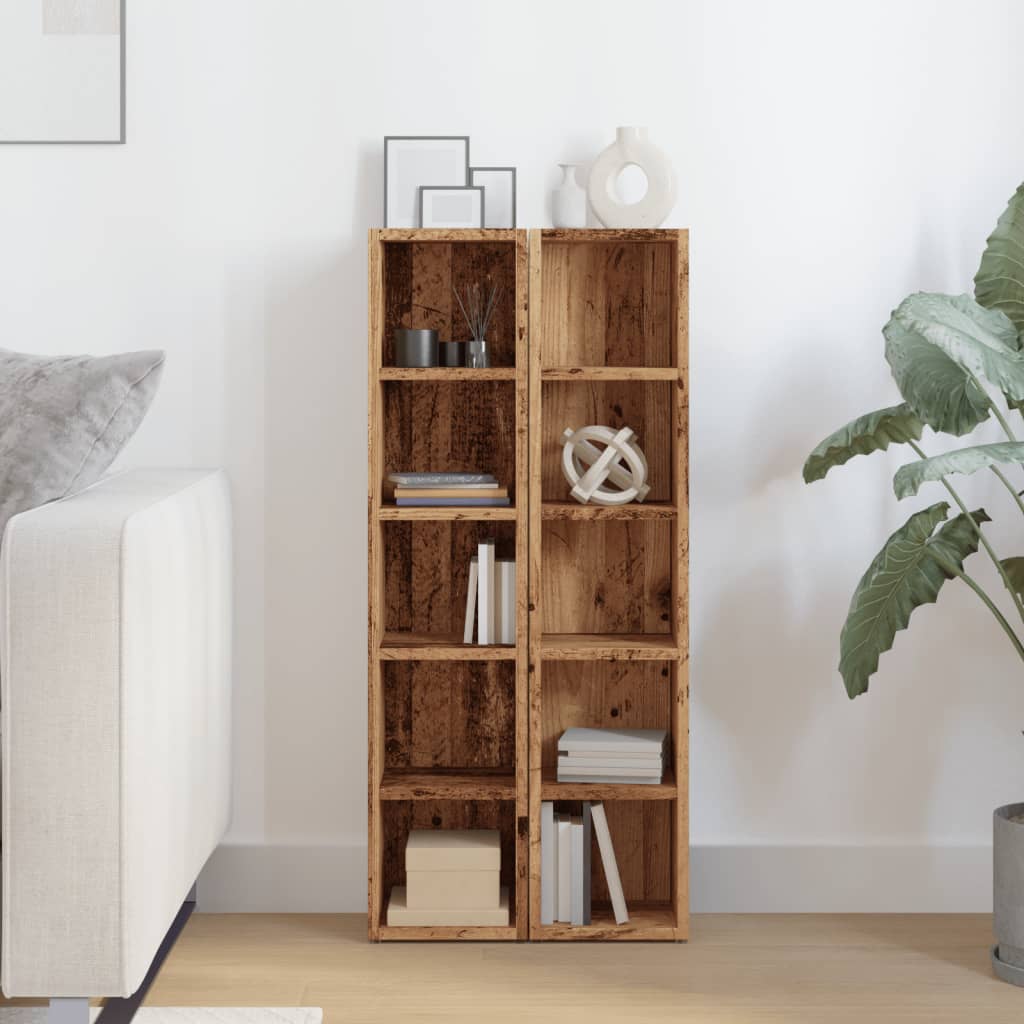 Scaffali Porta CD 2 pz Legno Antico 21x16x93,5 cm in Truciolato | homemem39
