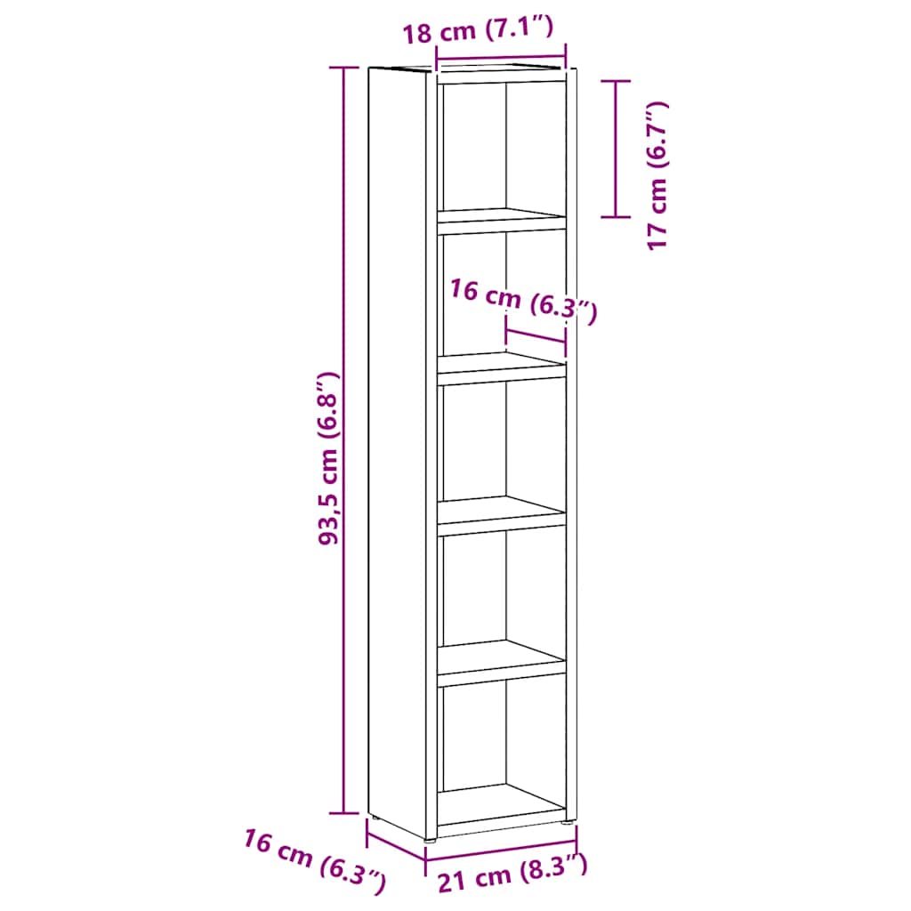 Mobili Porta CD 2pz Rovere Artigianale 21x16x93,5 in Truciolato | homemem39