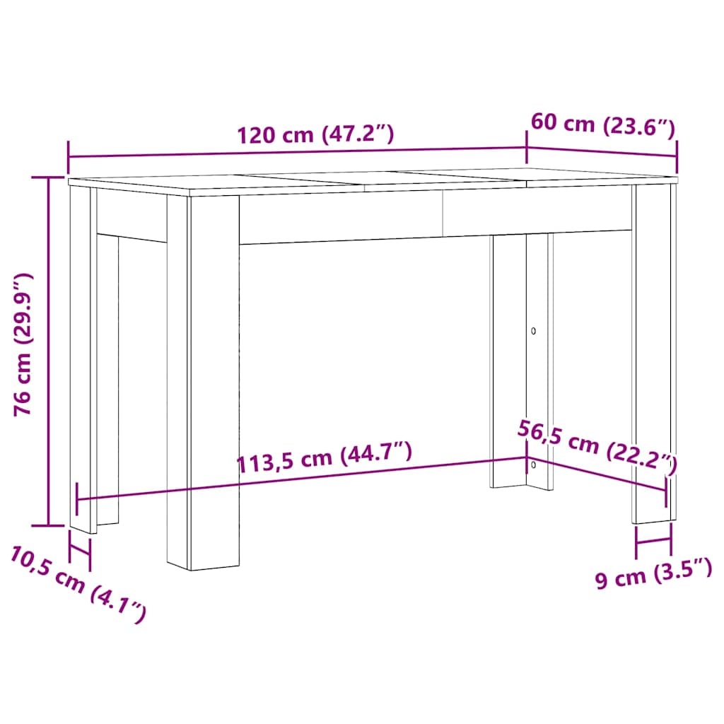 Tavolo da Pranzo Legno Antico 120x60x76 cm in Truciolato | homemem39