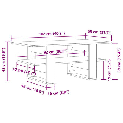 Tavolino da Salotto Legno Antico 102x55x42 cm Legno Multistrato | homemem39