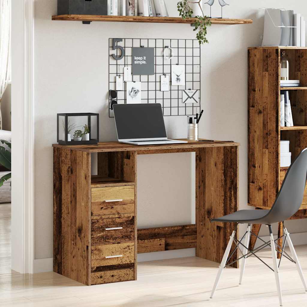 Scrivania Legno Antico 102x76x50 cm in Legno Multistrato - homemem39