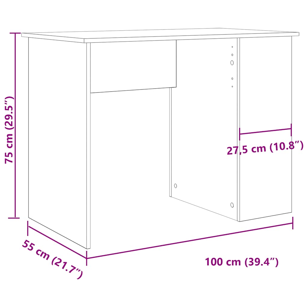 Scrivania Legno Antico 100x55x75 cm in Legno Multistrato - homemem39