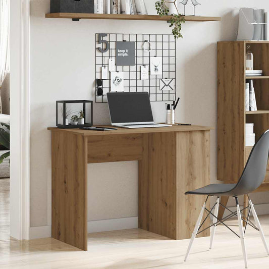 Scrivania Rovere Artigianale 100x55x75 cm in Legno Multistrato - homemem39