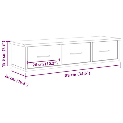Mobile a Parete Legno Antico 88x26x18,5 cm in Truciolato | homemem39