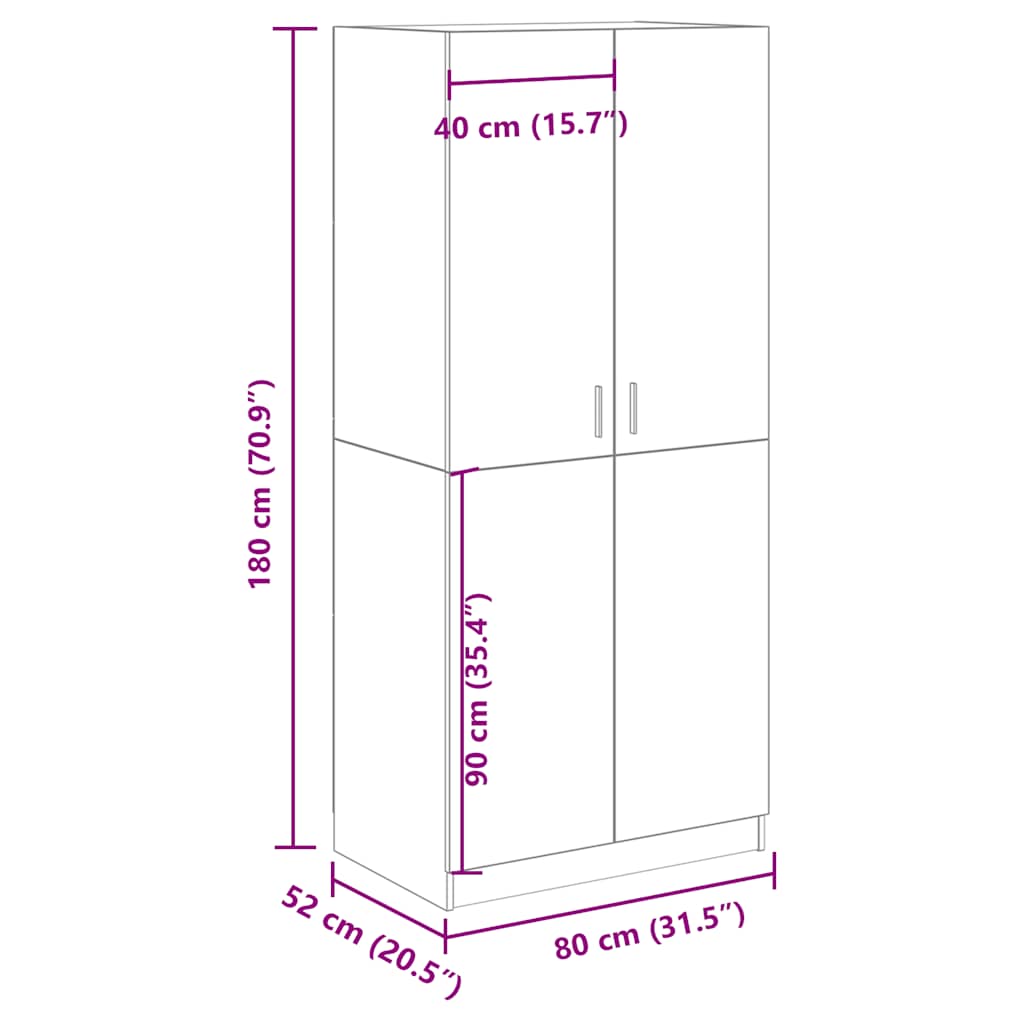 Armadio Legno Antico 80x52x180 cm in Truciolato - homemem39