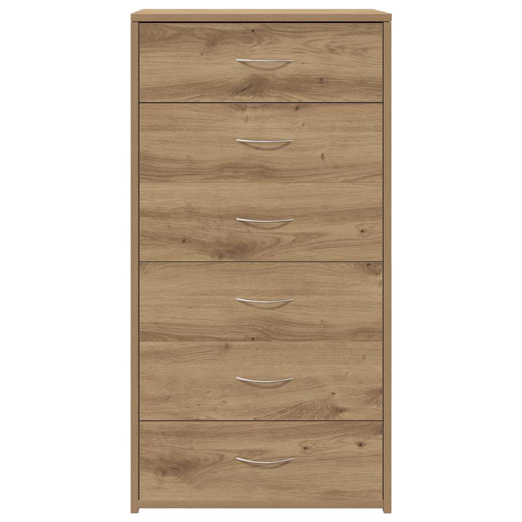 Credenza 6 Cassetti Rovere Artigianale 50x34x96cm Truciolato - homemem39
