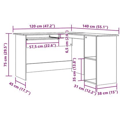 Scrivania Angolare Legno Antico 120x140x75 cm Legno Multistrato - homemem39