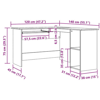 Scrivania Angolo Artigianale 120x140x75 cm Legno Multistrato - homemem39