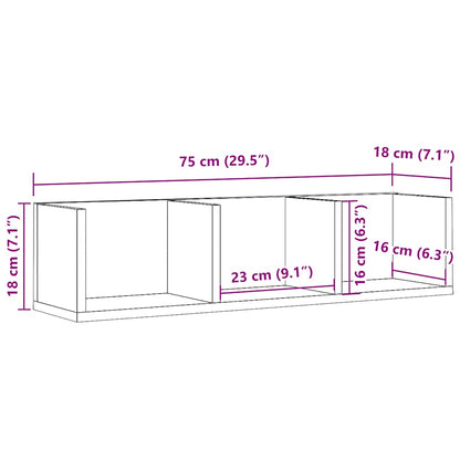 Scaffale Porta CD a Parete Antico 75x18x18 cm Legno Multistrato | homemem39