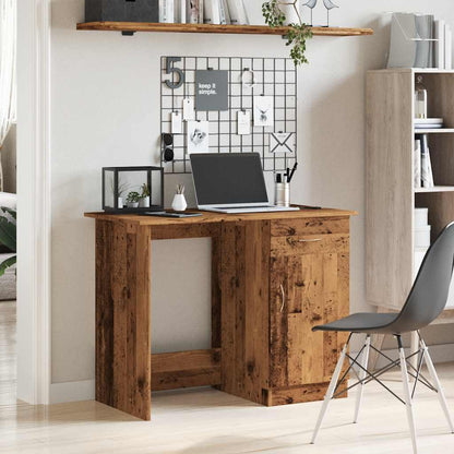 Scrivania Legno Antico 100x50x76 cm in Legno Multistrato - homemem39