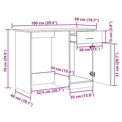 Scrivania Legno Antico 100x50x76 cm in Legno Multistrato - homemem39