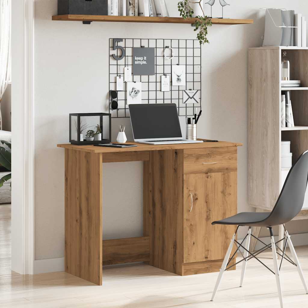 Scrivania Rovere Artigianale 100x50x76 cm in Legno Multistrato - homemem39