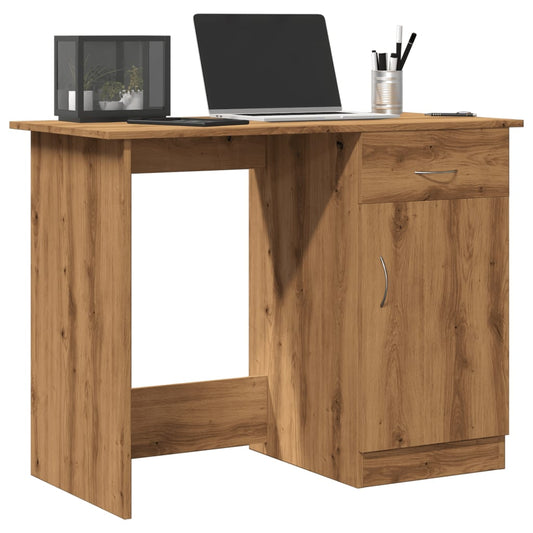 Scrivania Rovere Artigianale 100x50x76 cm in Legno Multistrato - homemem39