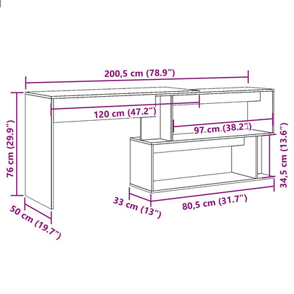 Scrivania ad Angolo Legno Vecchio 200,5x50x76 cm Truciolato - homemem39