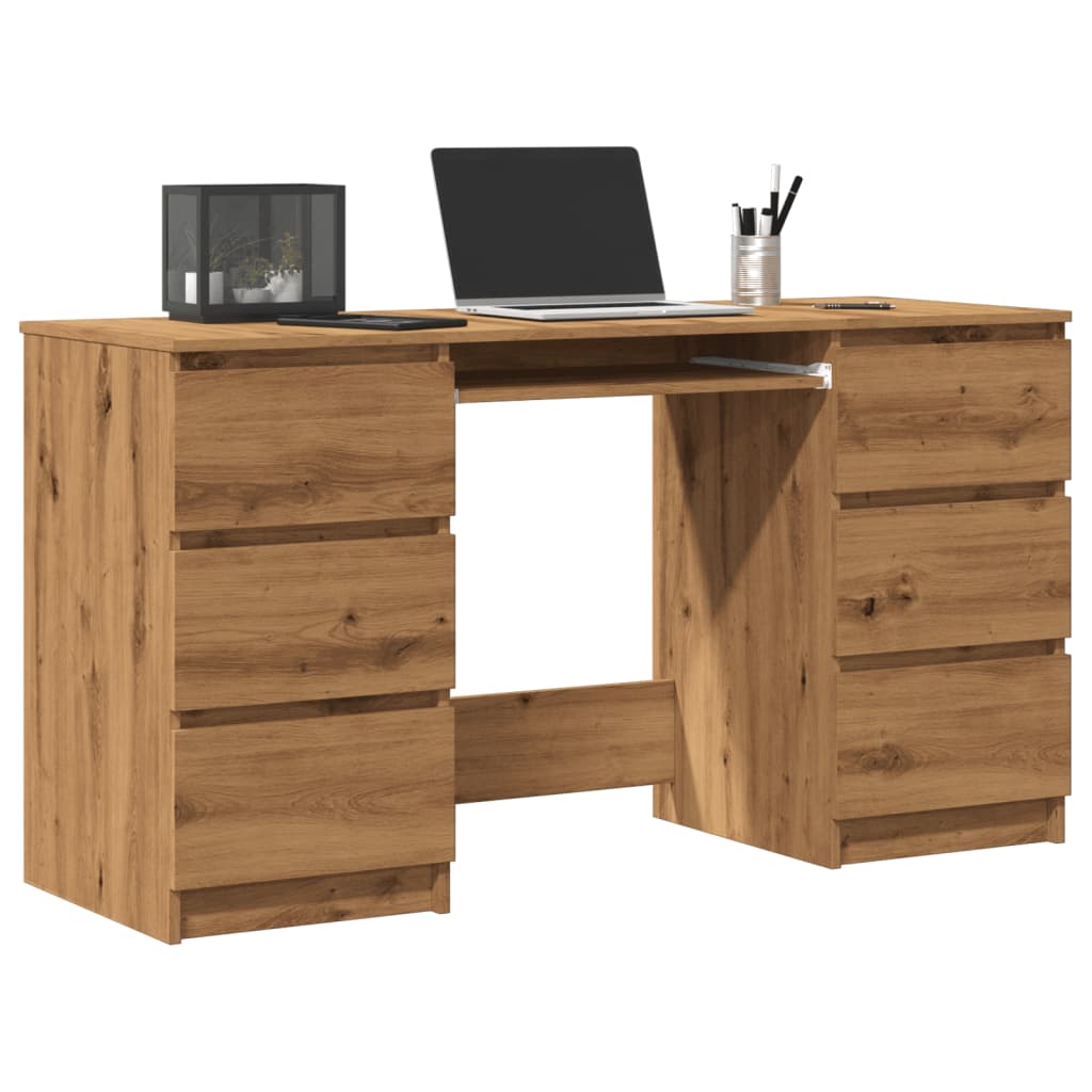 Scrivania Rovere Artigianale 140x50x77 cm in Legno Multistrato - homemem39