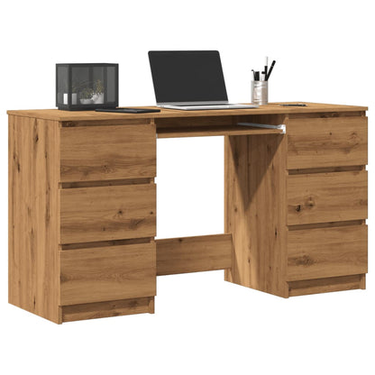 Scrivania Rovere Artigianale 140x50x77 cm in Legno Multistrato - homemem39