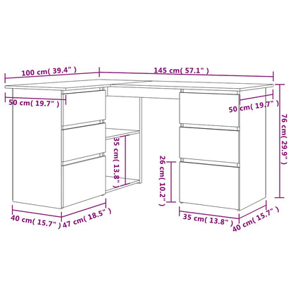 Scrivania ad Angolo Legno Vecchio 145x100x76 cm Truciolato | homemem39