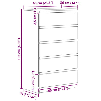 Cassettiera Rovere Artigianale 60x36x103cm in Legno Multistrato - homemem39