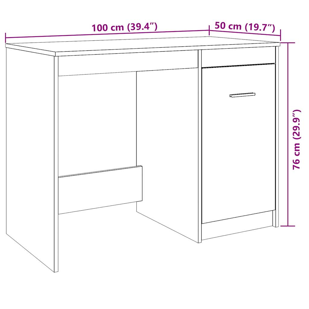 Scrivania Legno Antico 100x50x76 cm in Legno Multistrato - homemem39