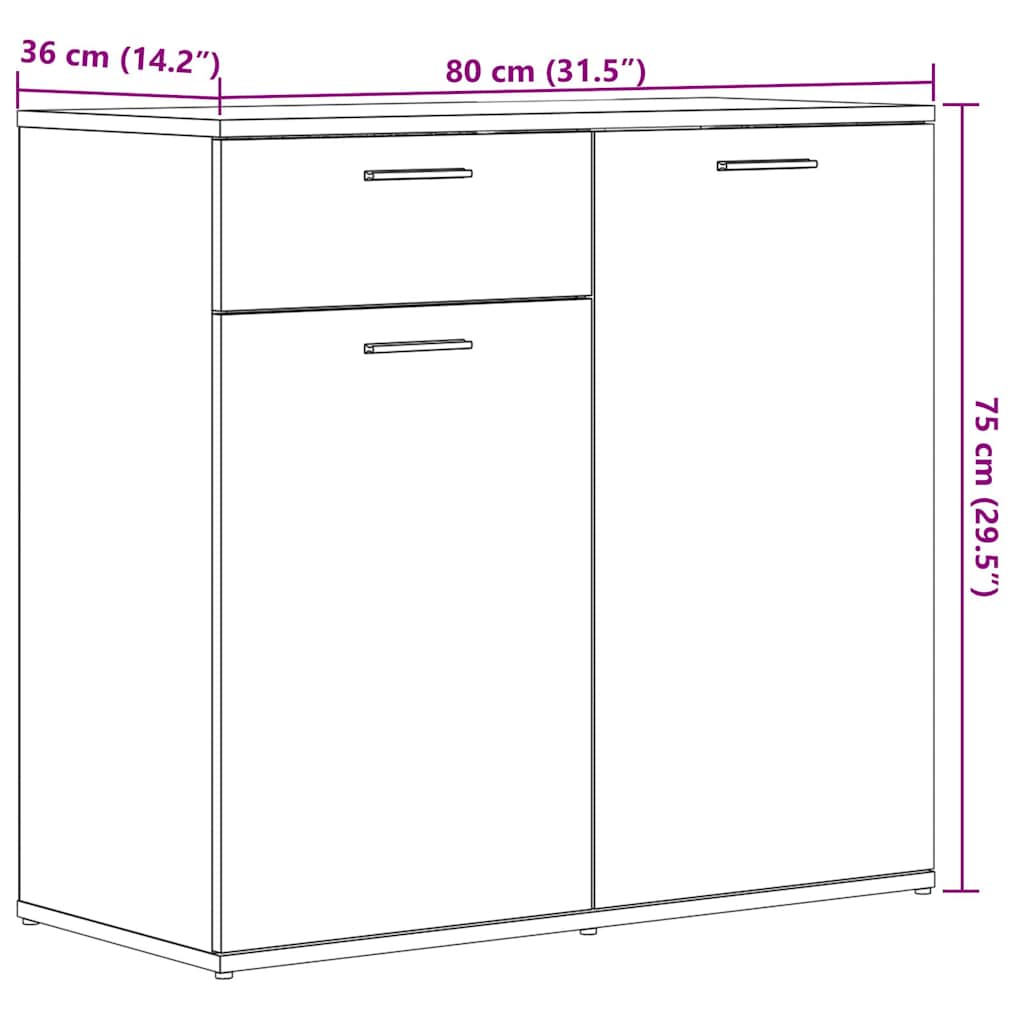 Credenza Legno Antico 80x36x75 cm in Truciolato - homemem39