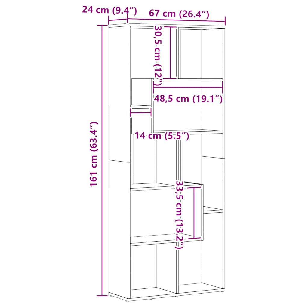Libreria Artisan Rovere 67x24x161 cm Legno ingegnerizzato | homemem39
