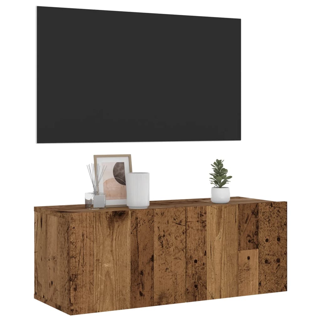 Mobile TV a Parete Legno Antico 80x30x30 cm in Truciolato - homemem39