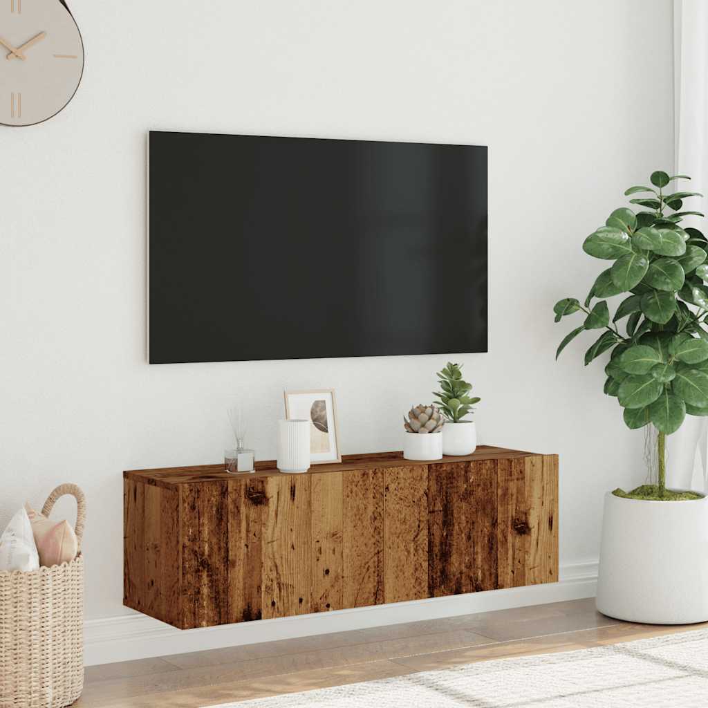 Mobile TV a Parete Legno Antico 100x30x30 cm in Truciolato - homemem39