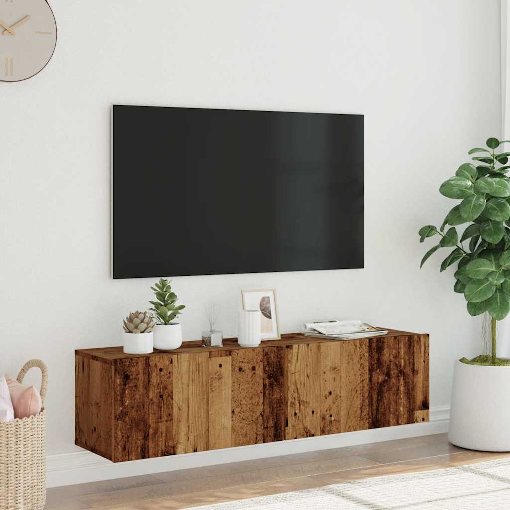 Mobile TV a Parete Legno Antico 120x30x30 cm in Truciolato - homemem39