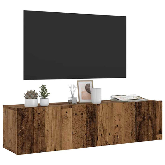 Mobile TV a Parete Legno Antico 120x30x30 cm in Truciolato - homemem39