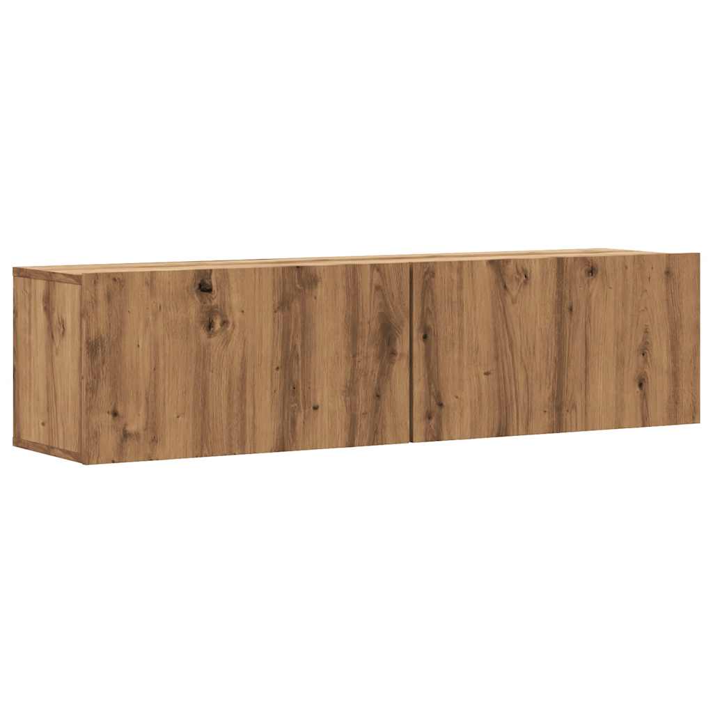 Mobile TV a Parete Rovere Artigianale 120x30x30cm in Truciolato