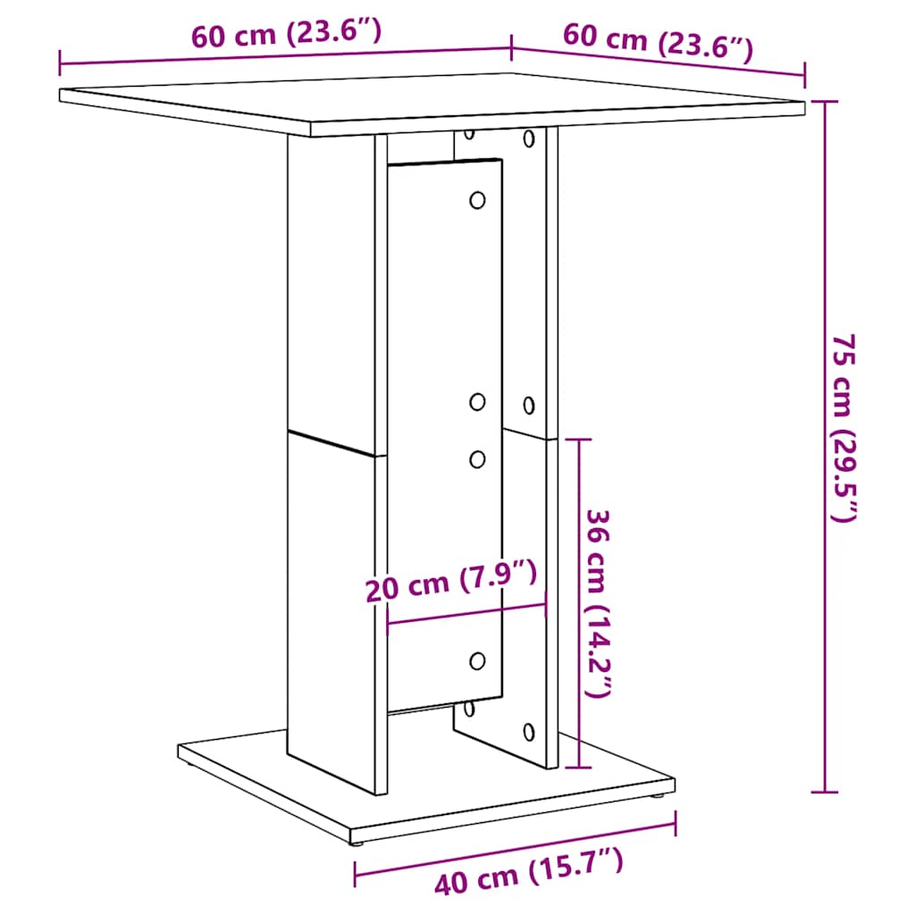Tavolo da Bistrot Rovere Artigianale 60x60x75 cm in Truciolato | homemem39