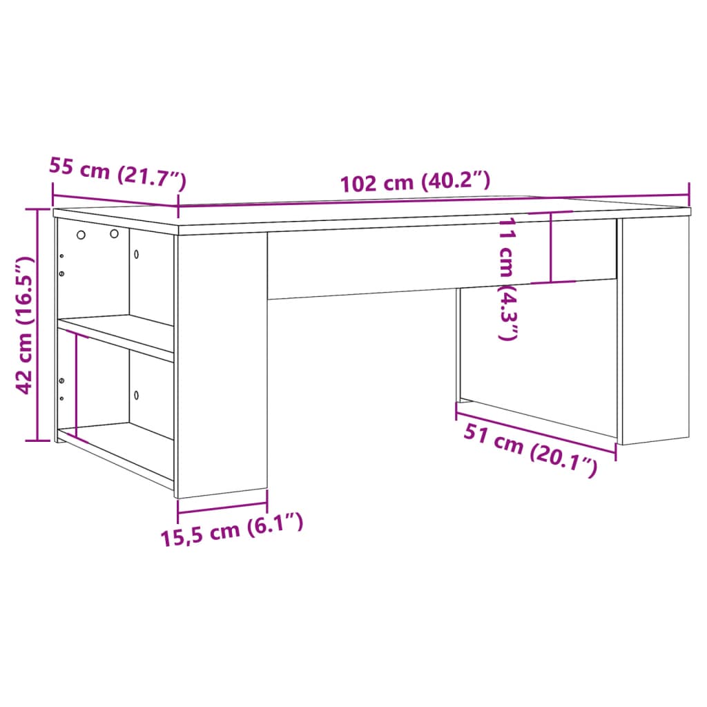 Tavolino da Salotto Legno Antico 102x55x42 cm Legno Multistrato | homemem39