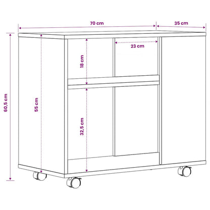 Tavolino Salotto Legno Antico 70x35x60,5cm in Legno Multistrato