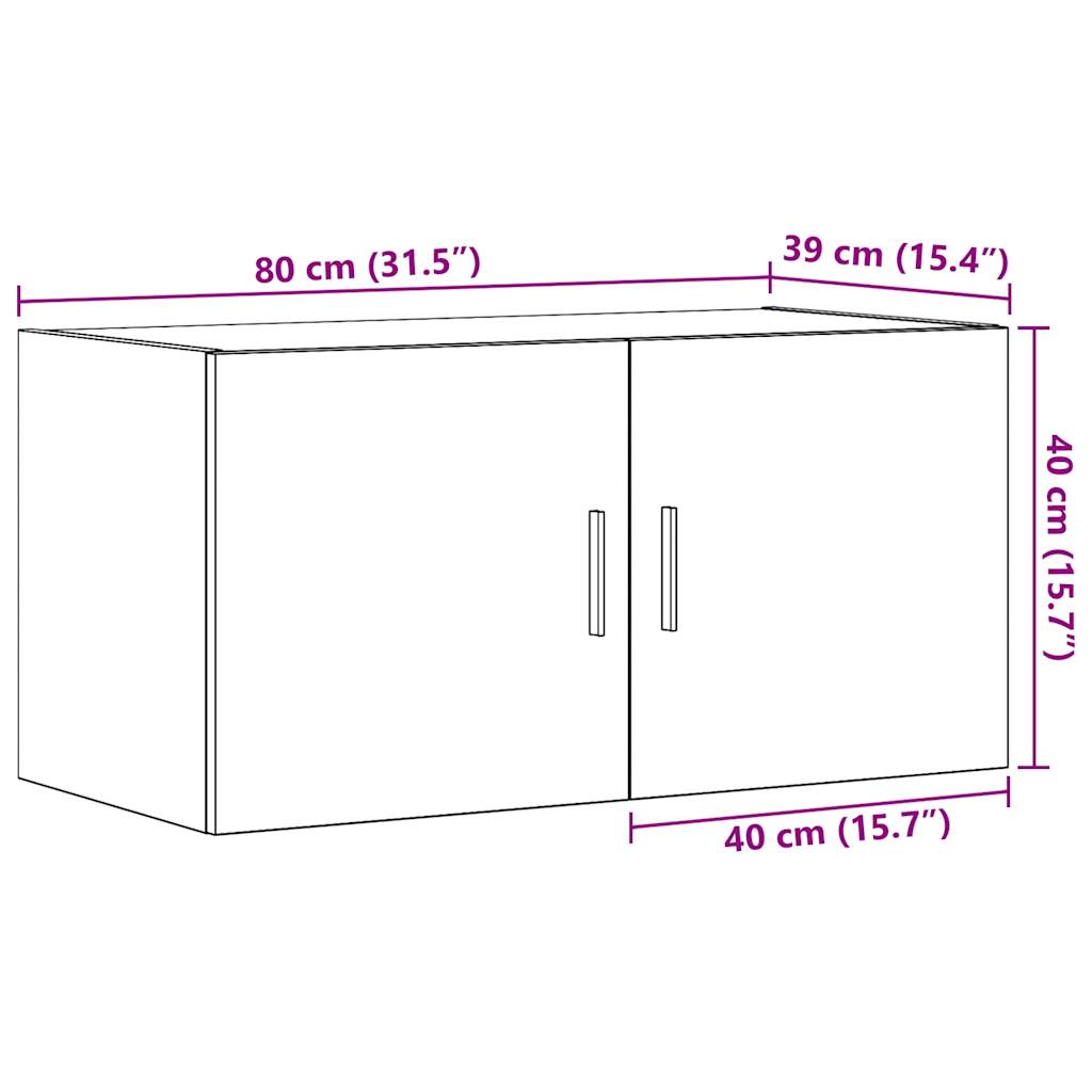 Armadietto a Muro Rovere Artigianale 80x39x40 cm in Truciolato | homemem39