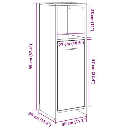 Mobile da Bagno Legno Antico 30x30x95 cm in Legno Multistrato | homemem39