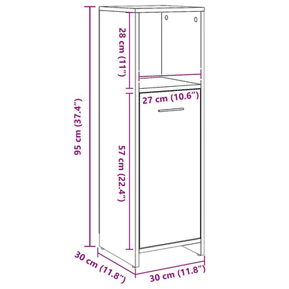 Armadietto Bagno Artigianale 30x30x95 cm in Legno Multistrato