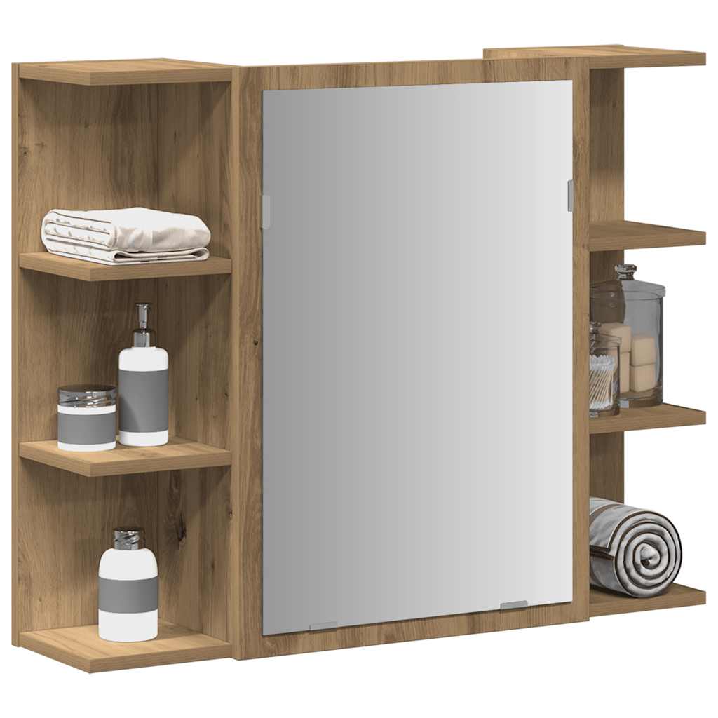 Mobile da Bagno Specchio Rovere Artigianale Legno Multistrato | homemem39
