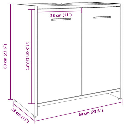 Mobile Lavabo Bagno Grigio Cemento 60x33x60cm Legno Multistrato | homemem39