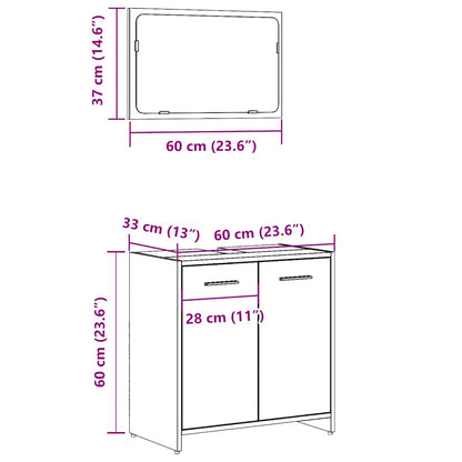 Mobile da Bagno con Specchio Grigio Cemento Legno Multistrato | homemem39
