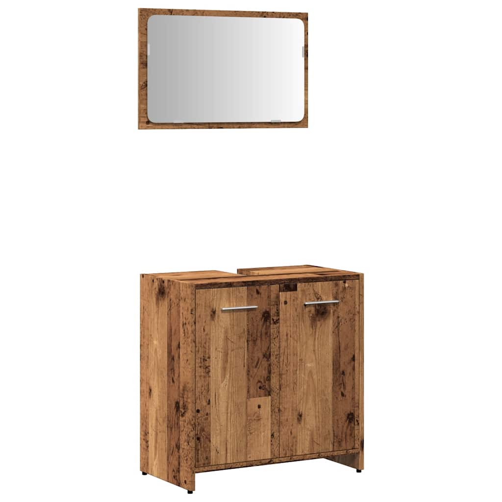 Mobile da Bagno con Specchio in Legno Antico Legno Multistrato | homemem39