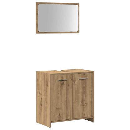 Mobile da Bagno con Specchio Rovere Artigianale Truciolato | homemem39